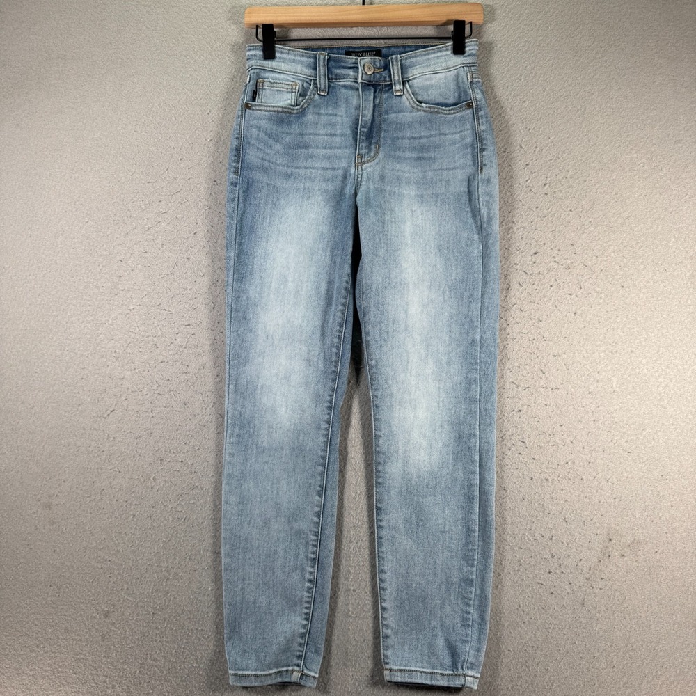 Judy Blue Relaxed Fit Jeans Womens 3/26 Blue Lightwash Denim Comfort Stretch‎